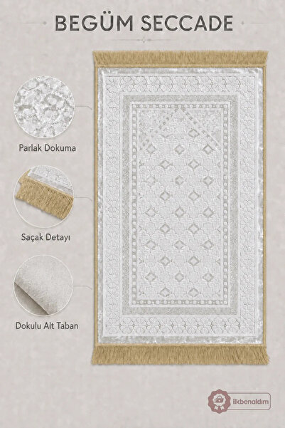 İlkbenaldim Begüm Woven Prayer Rug with Fringes and Textured Bottom Base |   ...