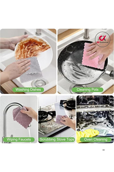 QK Exclusives - Dual-side multipurpose microfibre cleaning cloth with silver wire on other side in A Box [1 Pack 20 Count] - Reusable and Washable - Quick cleaning