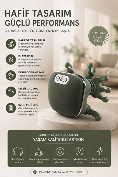 JASPER Ovmalı, Isıtıcılı İnsan Eli Şeklinde Şarjlı Masaj Aleti Anında Rahatlı...