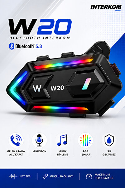 TECHNOMEN Motosiklet Bluetooth İnterkom RGB Işıklı Kask Kulaklığı Mikrofonlu ...