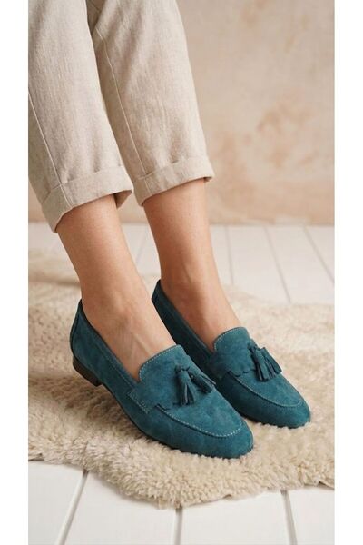 NOXMARK Genuine Leather Suede Tassel Detailed Women's Loafer Shoes