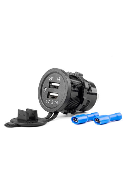 AMIO Πρίζα με 2 θύρες USB και Μαύρο Κάλυμμα 12/24V 5V 3.1A Φ37x51mm /Κωδικός ...