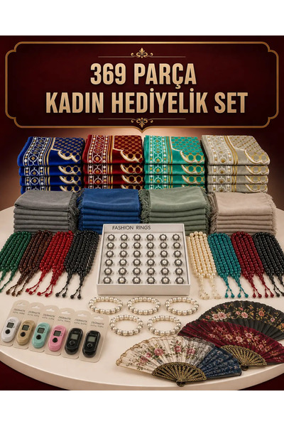 İlkbenaldim 369 Piece Women's Hajj and Umrah Gift Mixed Set – Prayer Mat, Sca...