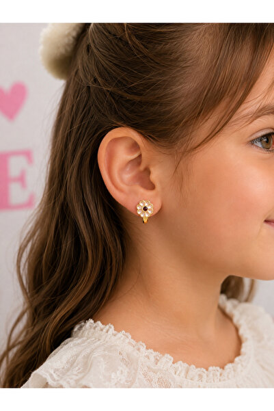 Sweet bunny Children's Flower Figured Gold Color Earrings Elegant Flower Desi...
