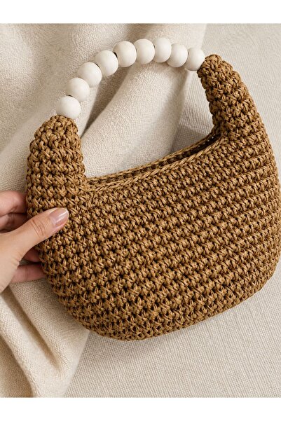 HIRA CO. Women's Straw Weave Bag – Handmade Beaded Handle Shoulder and Hand B...