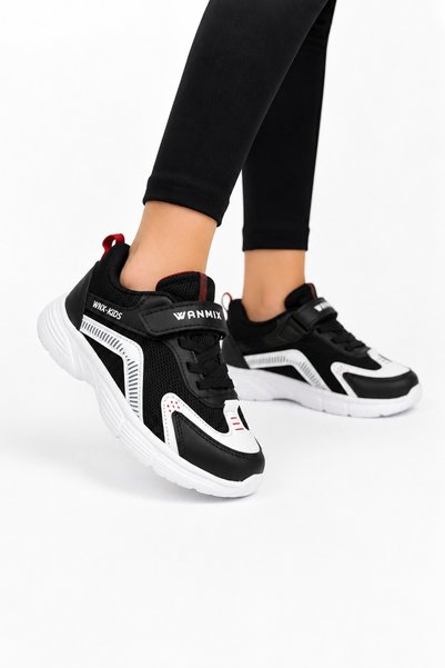 Jagulep Airfile Poly Sole Children's Sports Shoes Black - White