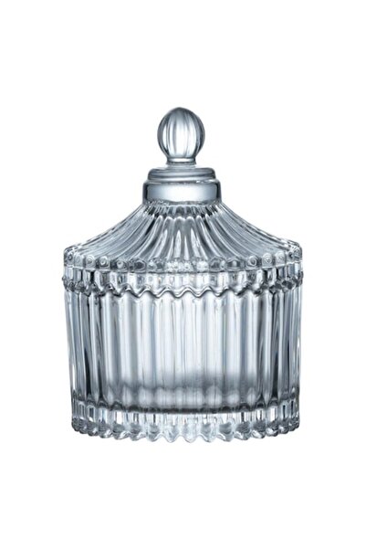 OEM Transparent Glass Candy Dish, Embossed Stripe Model, Lid with Handle, 100...