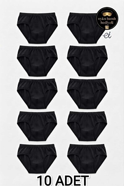 Seher Yıldızı 10-Pack Black 100% Cotton Men's Slip Underpants - with Sleep Ba...