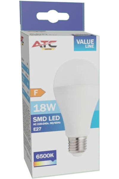 ATC Λάμπα LED 18W 133mm Για ντουί E27 και σχήμα A65 Ψυχρό Λευκό 1850lm Κωδικό...