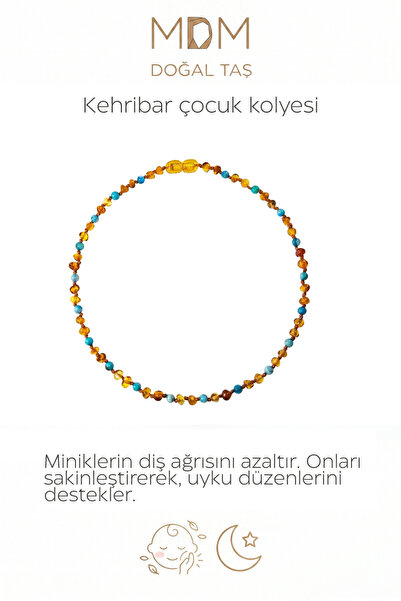 MDM Doğaltaş Akik taşı ve kehribar ile tasarlanan çocuk kolye