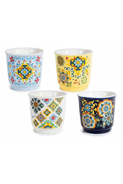Decorer Set de 4 cești de cafea din porțelan multicolor Majolica Ø 6 cm x 6 H...