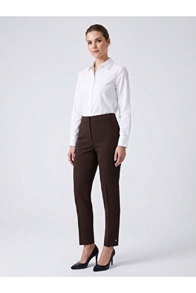 Ekol High Waist Ironed Striped Slim Fit Classic Fabric Trousers 4167