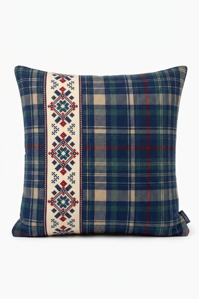 İz Home Plaid Throw Pillow Cover |   Cotton Fabric |   With Hidden Zipper |  ...