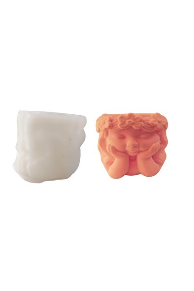 Eminonutoptanci Silikon 3D Dekoratif Heykel Saksı ve Mumluk Düşünen Kız Figür...