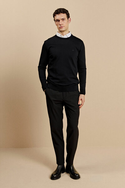 BROOKS BROTHERS Erkek Siyah Düz Paça Normal Bel Beli Lastikli Dokuma Pantolon