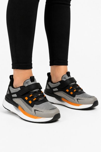 Jagulep Airfile Poly Sole Children's Sports Shoes Black - Orange