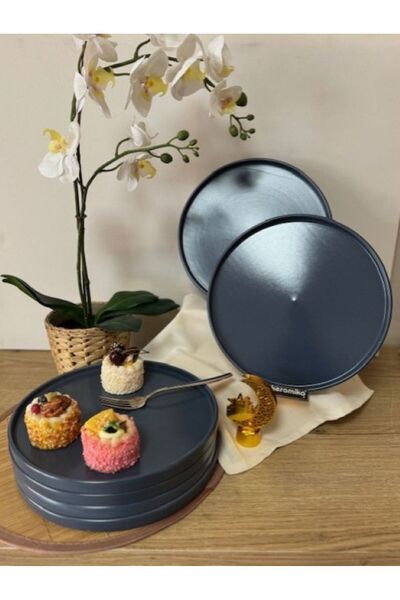Keramika Mat Mavi 6 Kişilik 27 cm Servis Tabağı