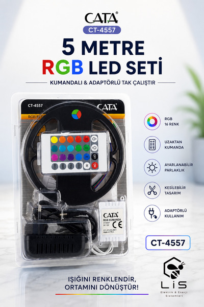 Ct-4557 Rgb 96 Renk ve Ambiyans Seçeneği Şerit Led Seti 5 Mt