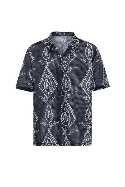 S13 Store Patterned Ribbed Oversize Shirt