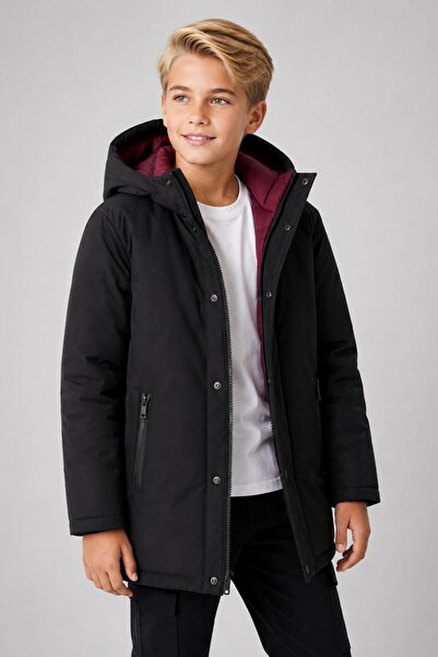 ASYAKİDS CLUB Boy's Winter Hooded Inflatable Coat with Pockets, Fully Filled ...