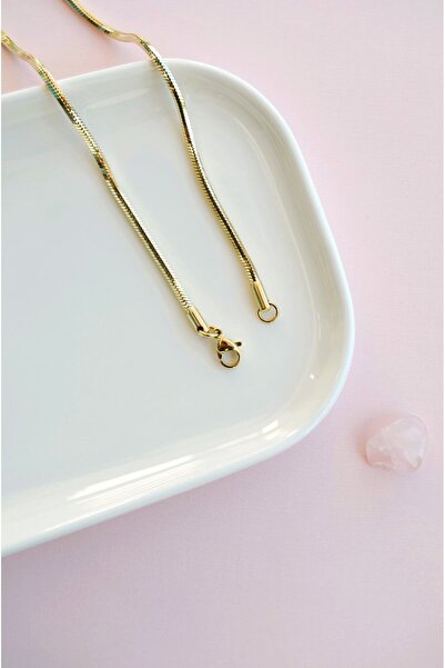 Sacce Scarves&Accessories Xuping 14K Gold Renk Oval Yılan Zincir Kolye Tok Akıcı Parlak Duruş 50 cm