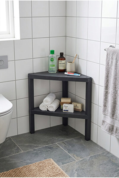 Zevahir Home Çok Amaçlı 2 Katlı Siyah Banyo Düzenleyici Raf Plastik Şampuanlı...