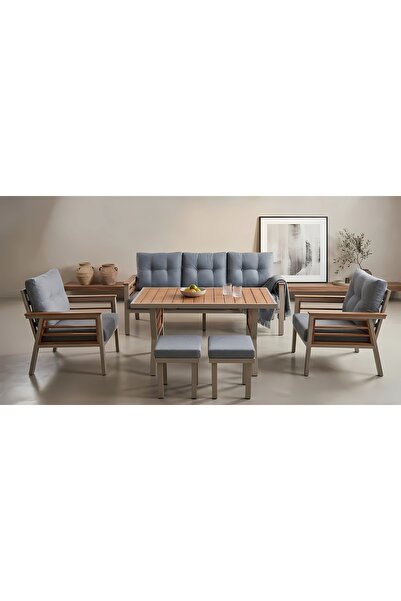 zerkaconcept Olivia Metal Bahçe Balkon Teras Koltuk Takımı 3+1+1+Masa+2 adet ...