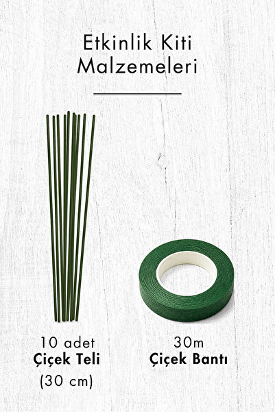 Bimotif Şönil Çiçek Yapım Kiti (Lila Set) - 100lü Tüylü Tel Şönil + 40cm Çiçek Teli + 30m Çiçek Bandı