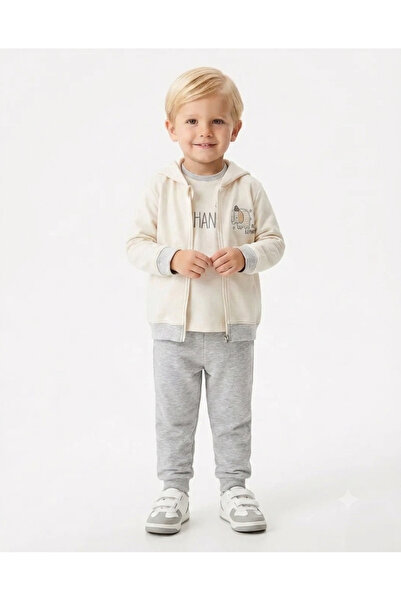 Aziz Bebe Boy's 3-Piece Tracksuit Set with Elephant Appliqué