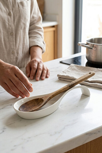 Cooker 24X8 cm Porcelain Dirty Spoon Holder White Ckr4585