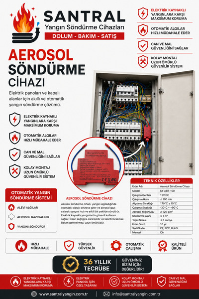 santral yangın Pano İçi Otomatik Yangın Söndürme Aerosol Cihazı