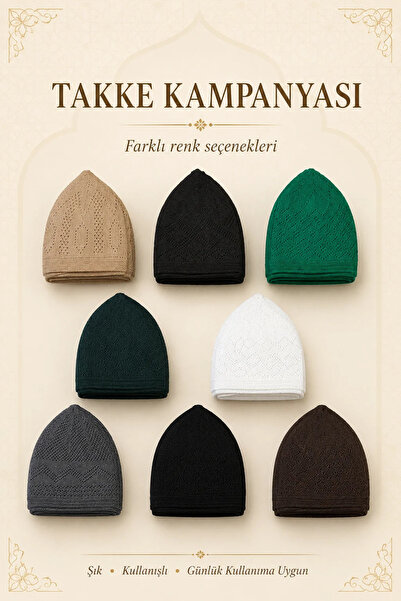 İlkbenaldim Knitted Prayer Cap Set of 12 - Mixed Colors