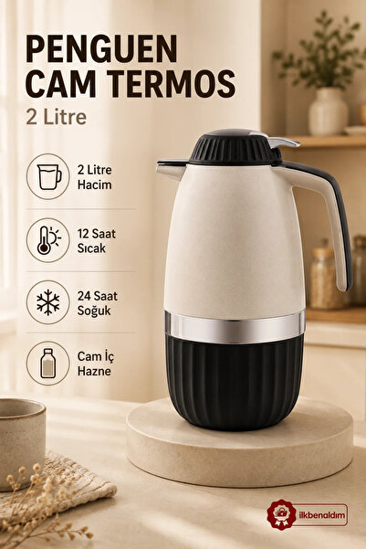 İlkbenaldim Luxury Glass Thermos 2L – Keeps Hot for 12 Hours and Cold for 24 ...
