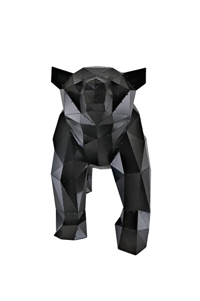 Oduman Design Ayakta Duran Ayı Metal Yer Heykeli – Büyük Boy – Mat Siyah