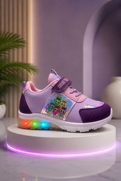 erfleks Baby Işıklı Kız Çocuk Spor Ayakkabı Sneaker Labubu Figürlü Rahat