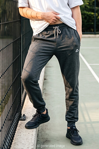 REMSA Men's 3-Pocket Cotton Elastic Cuffed Sweatpants 25717 Anthracite