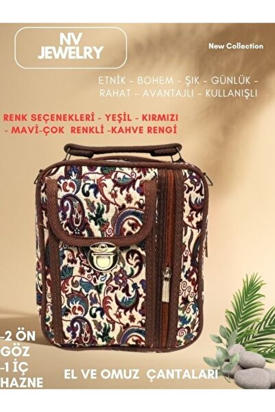 NV JEWELRY Bohem Desenli Çok Gözlü Hafif Kol Ve El Çantası