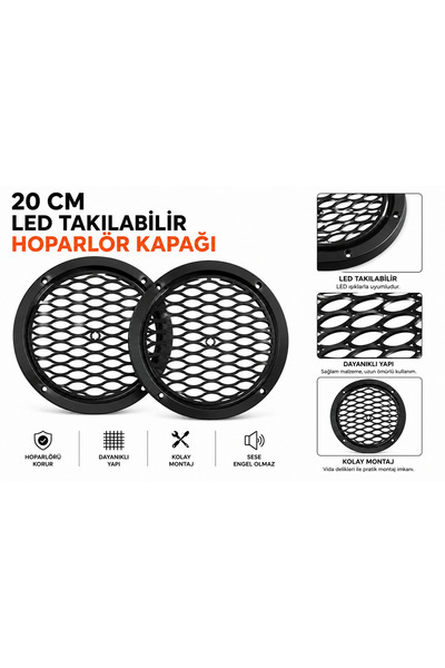 FIRSAT YOLU 20 CM LED TAKILABİLİR HOPARLÖR KAPAĞI - 2 ADET