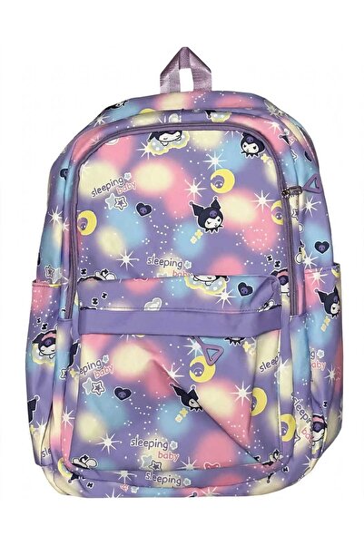 kuromi Rucsac școlar și casual pentru fete, model tie-dye pastel, impermeabil...