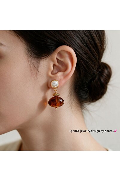 Glamluxe Gold Color Pearl and Amber Color Beaded Korean Style Stylish Women's...