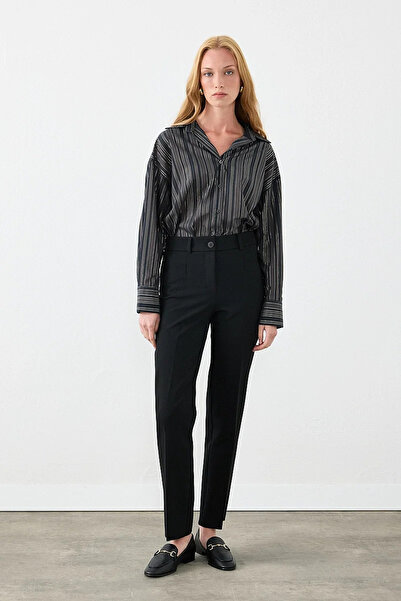 Gusto Cigarette Pants with Pocket Detail - Black