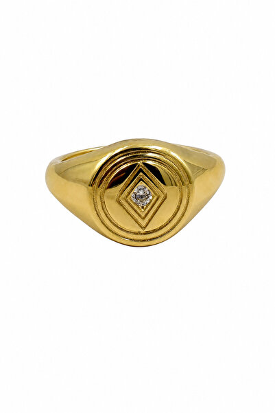 Jack Ferrero Yellow Color Stone Detailed Knight Ring Model for Women Men Unis...