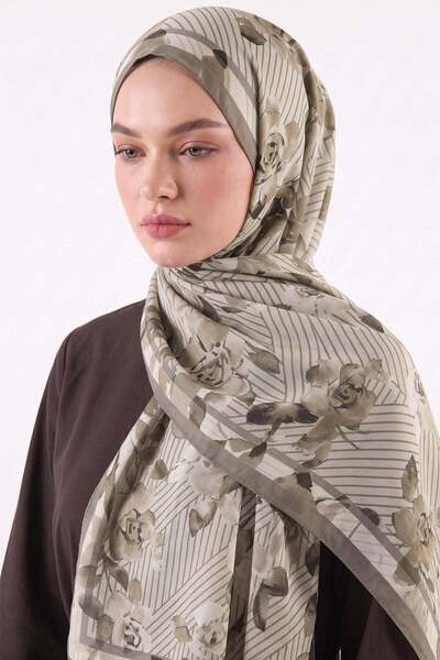 Salih Çelebi Botanik Çizgi Aqua Soft Shawl 4080 - ΑΝΟΙΧΤΟ ΧΑΚΙ