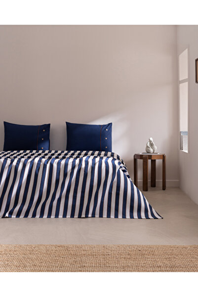 Madame Coco Mael single size 100% cotton fitted sheet bedding set - navy blue