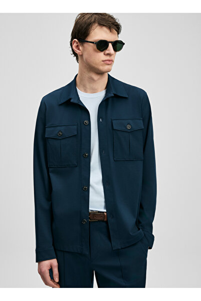 Lufian Lacivert Erkek Slim Fit Gömlek Ceket GARY