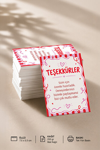 Alisthoria Teşekkür Kartı 30 Adet | İşletmeler İçin Paketleme Kartı | Tek Yön...