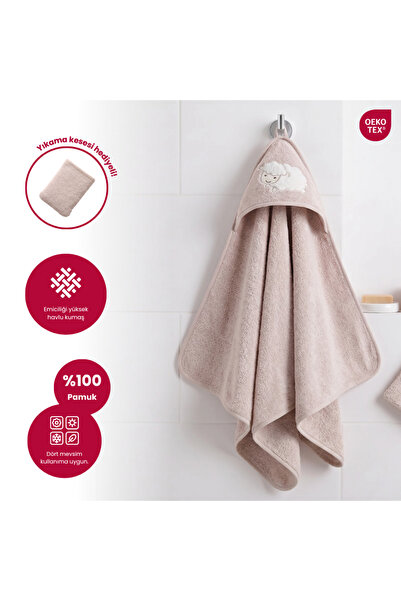 Bebekevi Kapüşonlu Bebek Banyo Havlusu %100 Pamuk Bebek Havlu