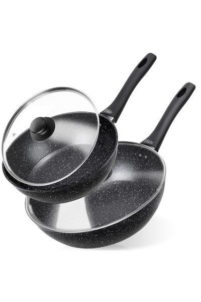 Vilde GRANITICA set de tigăi de granit cu capac de sticlă 24 / 28 cm 2 bucăți