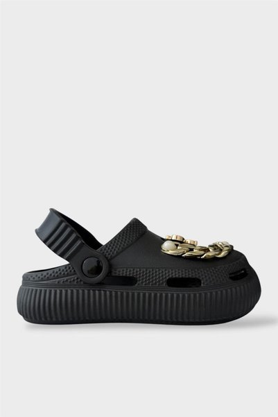 Jagulep Stone Cross Slippers Garden Beach Seaside Pool Girls' Slippers Black