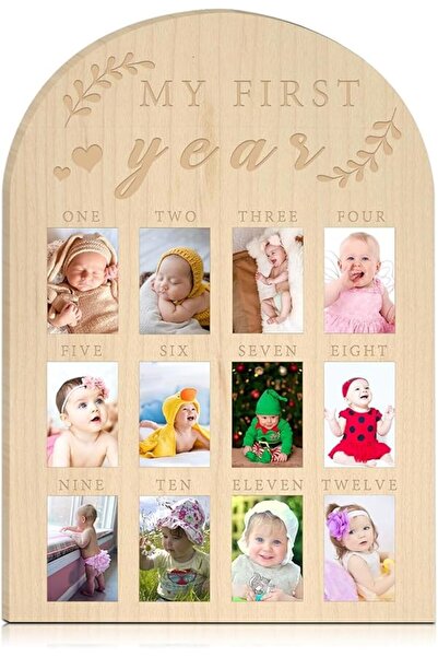 GENERAL Azone My First Year Wooden Photo Display Board - 12 Month Baby Milest...